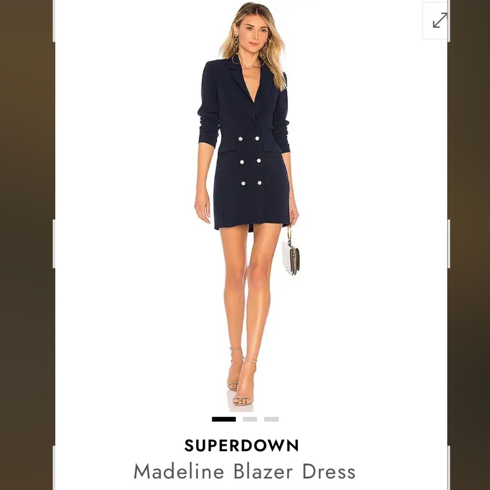 SUPERDOWN MADELINE NAVY BLUE BLAZER MINI JACKET DRESS GREAT COND (S)
